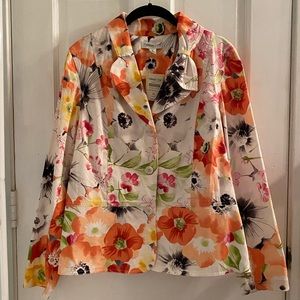 Coldwater Creek Floral Stretch Cotton Jacket